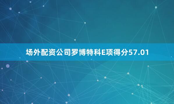 场外配资公司罗博特科E项得分57.01