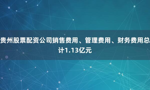 贵州股票配资公司销售费用、管理费用、财务费用总计1.13亿元